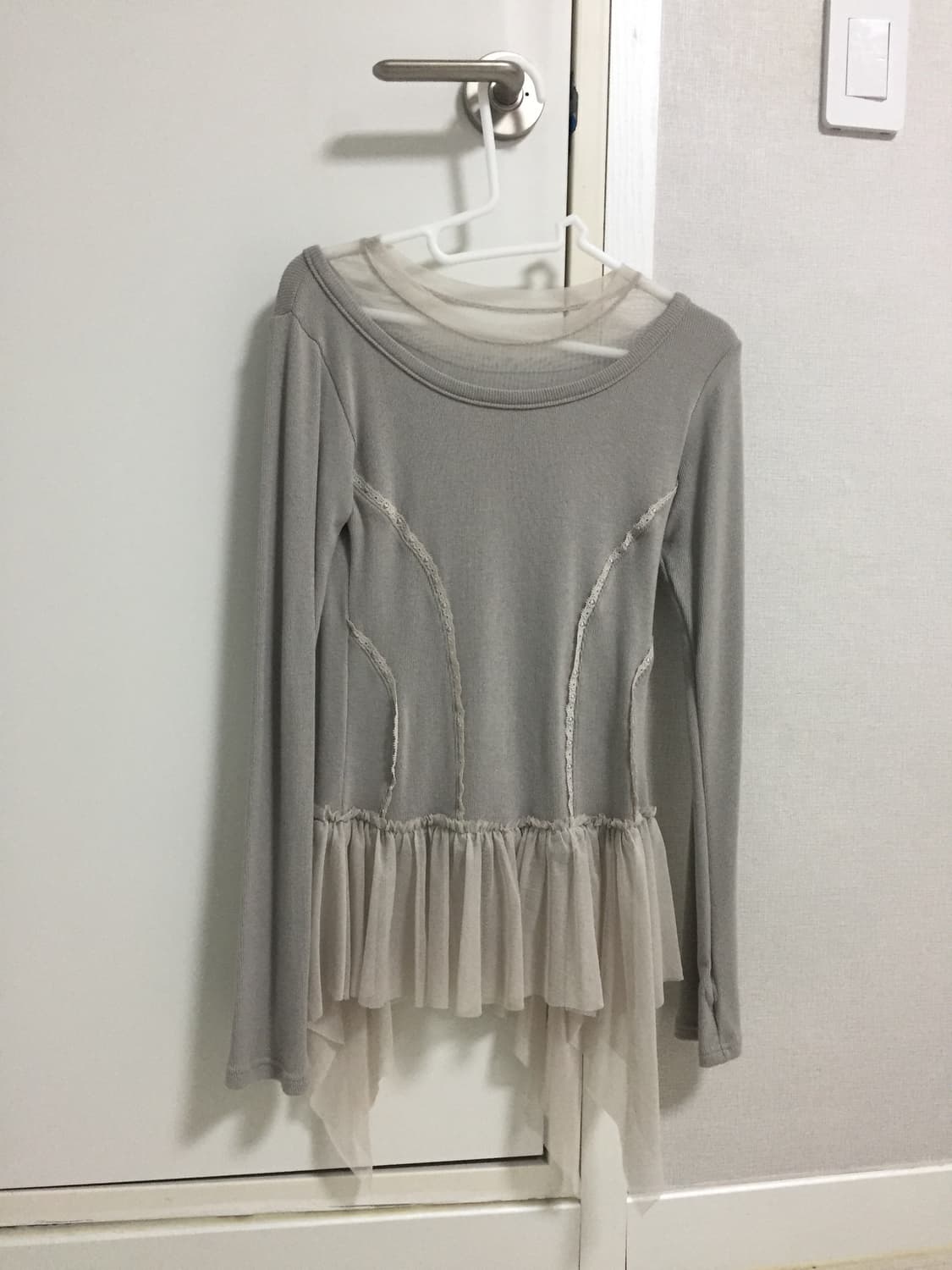 Layered Lace Frill Long Sleeve(Gray) 상품이미지2