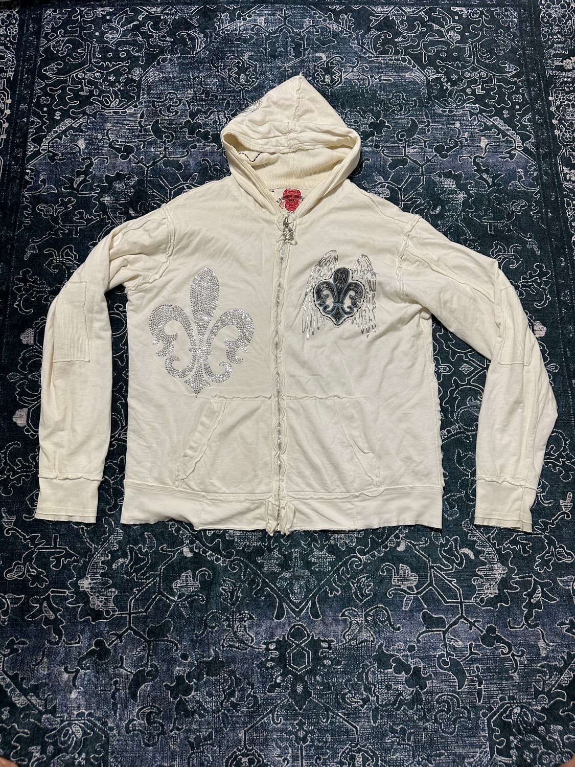 White punk rock vkei hood zip up 상품이미지1