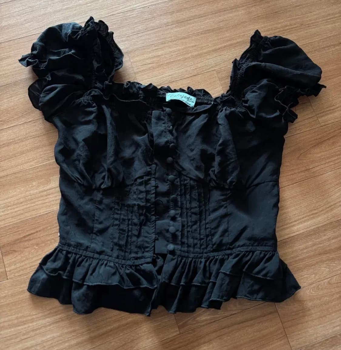 페일제이드 쥴리 프릴 버튼 블라우스 블랙 M 상품이미지1