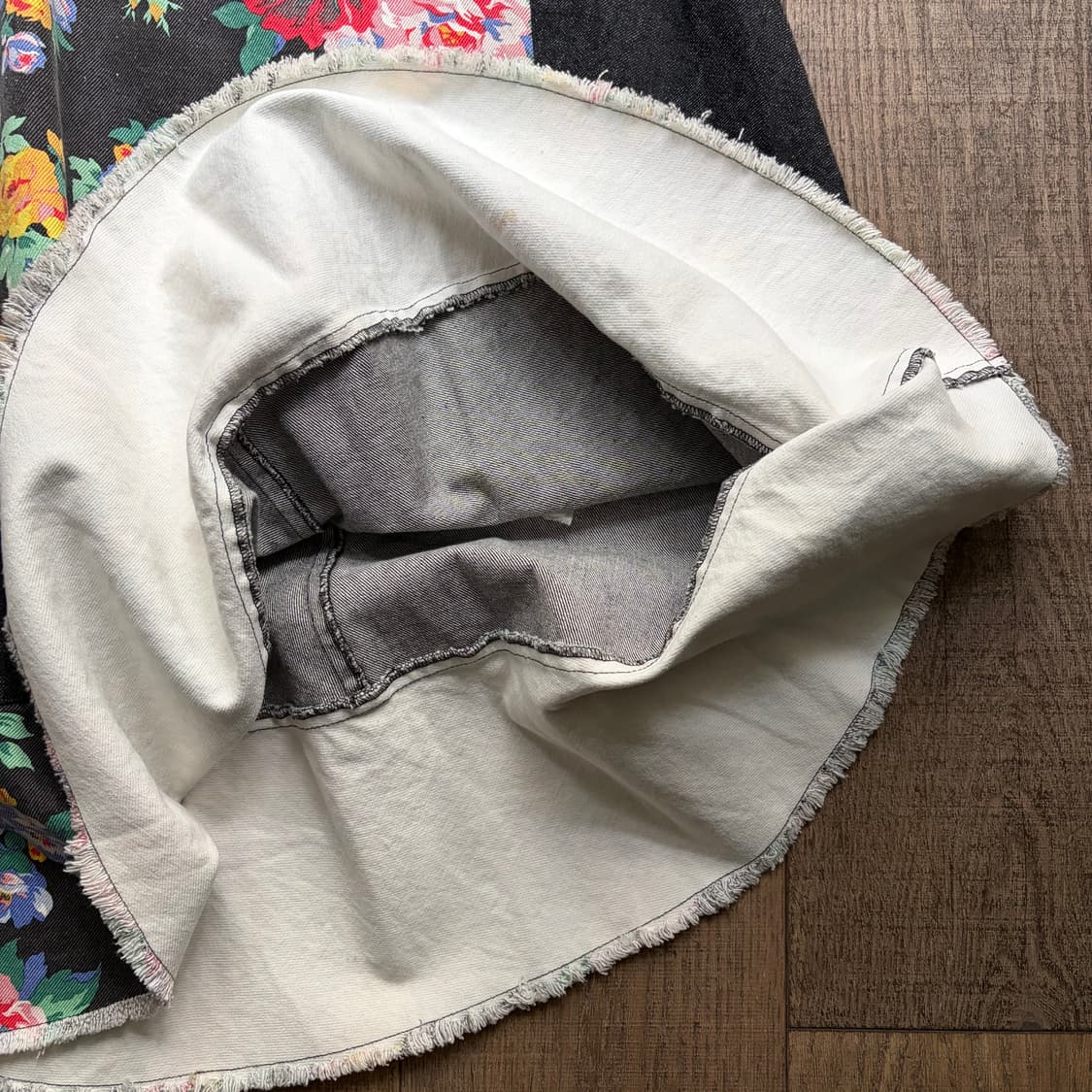 Floral Patchwork Flare Denim Skirt 상품이미지8