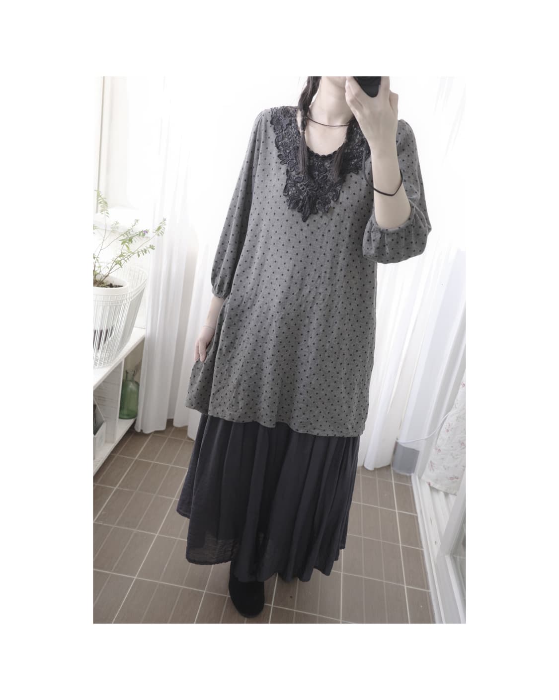 Dot grey lace ops 상품이미지4