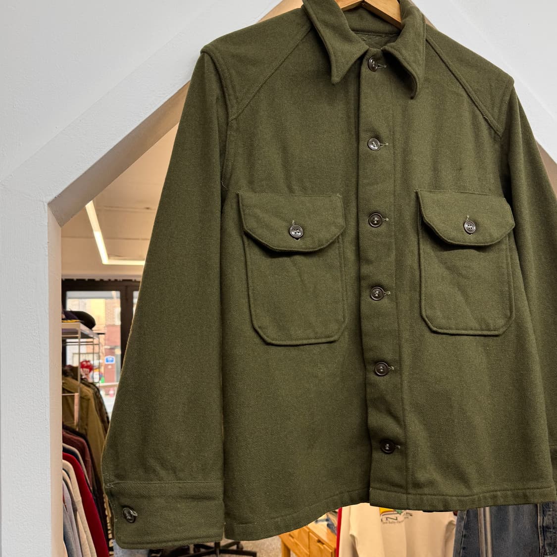 50s US army 미군 한국전쟁 OG-108 울 필드 셔츠 (M) 상품이미지4