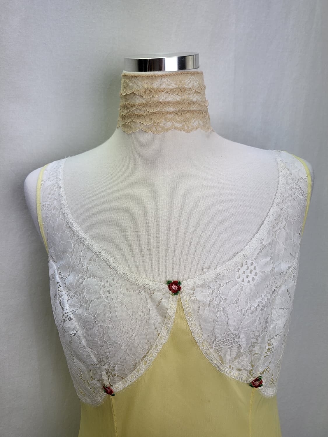 빈티지 파스텔 옐로우 로즈 슬립 원피스 상품이미지3