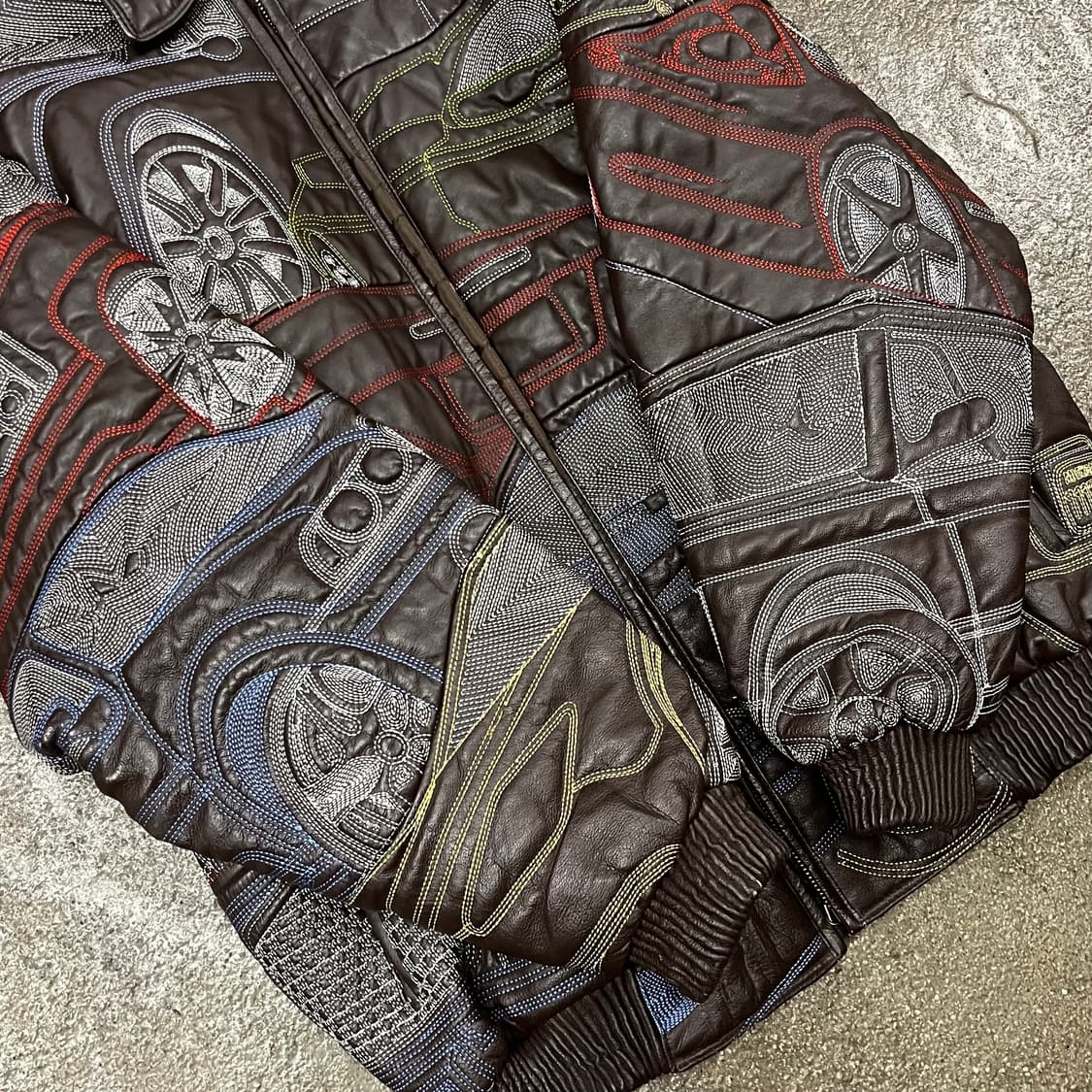 빈티지 오버 자수 가죽 자켓 (110-115) 상품이미지3