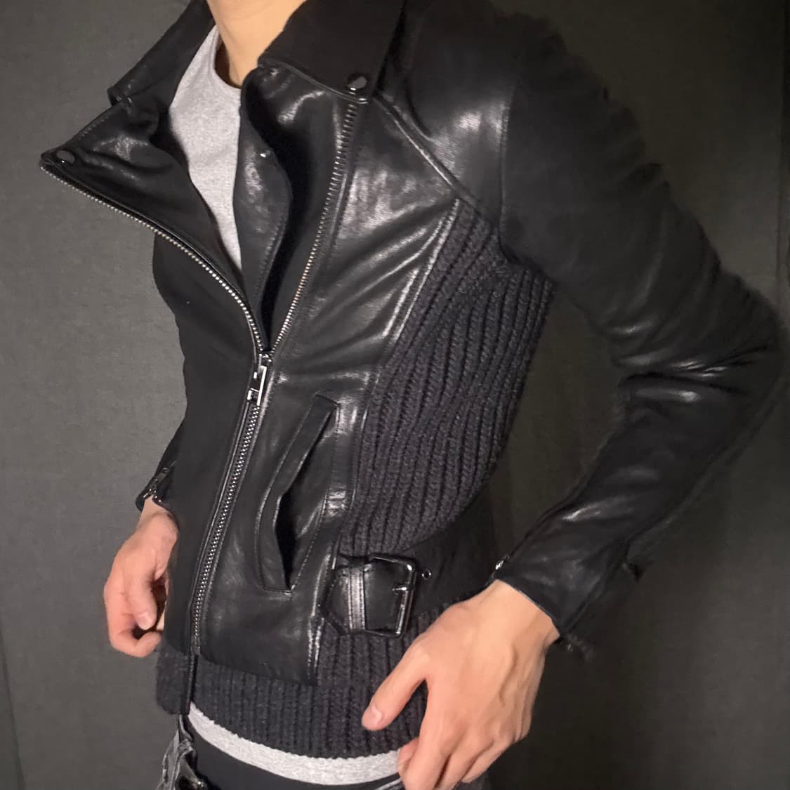 opium 양가죽 사선 집업 자켓 상품이미지7