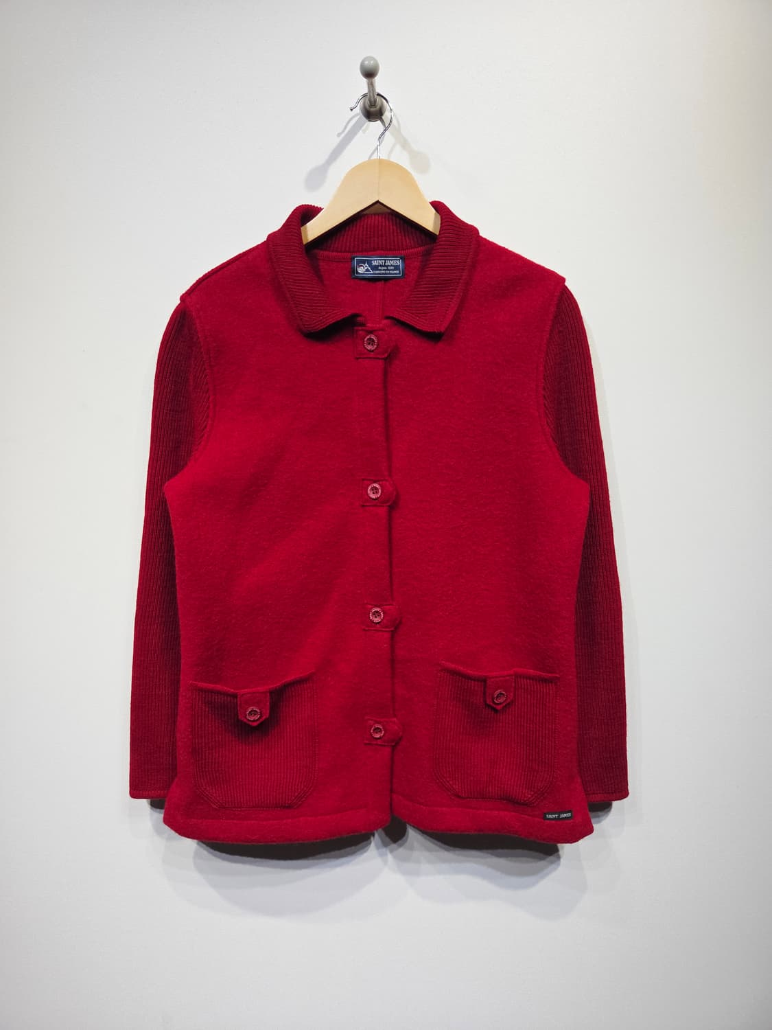 55~66. 세인트제임스 레드 배색 니트 가디건 상품이미지2