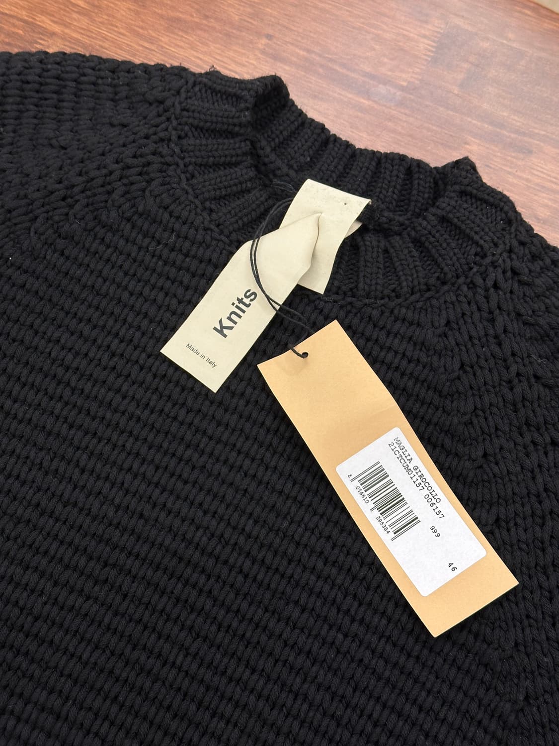 [새제품/100] 텐씨 TEN C 울 피셔맨 크루넥 니트 블랙 46 상품이미지2