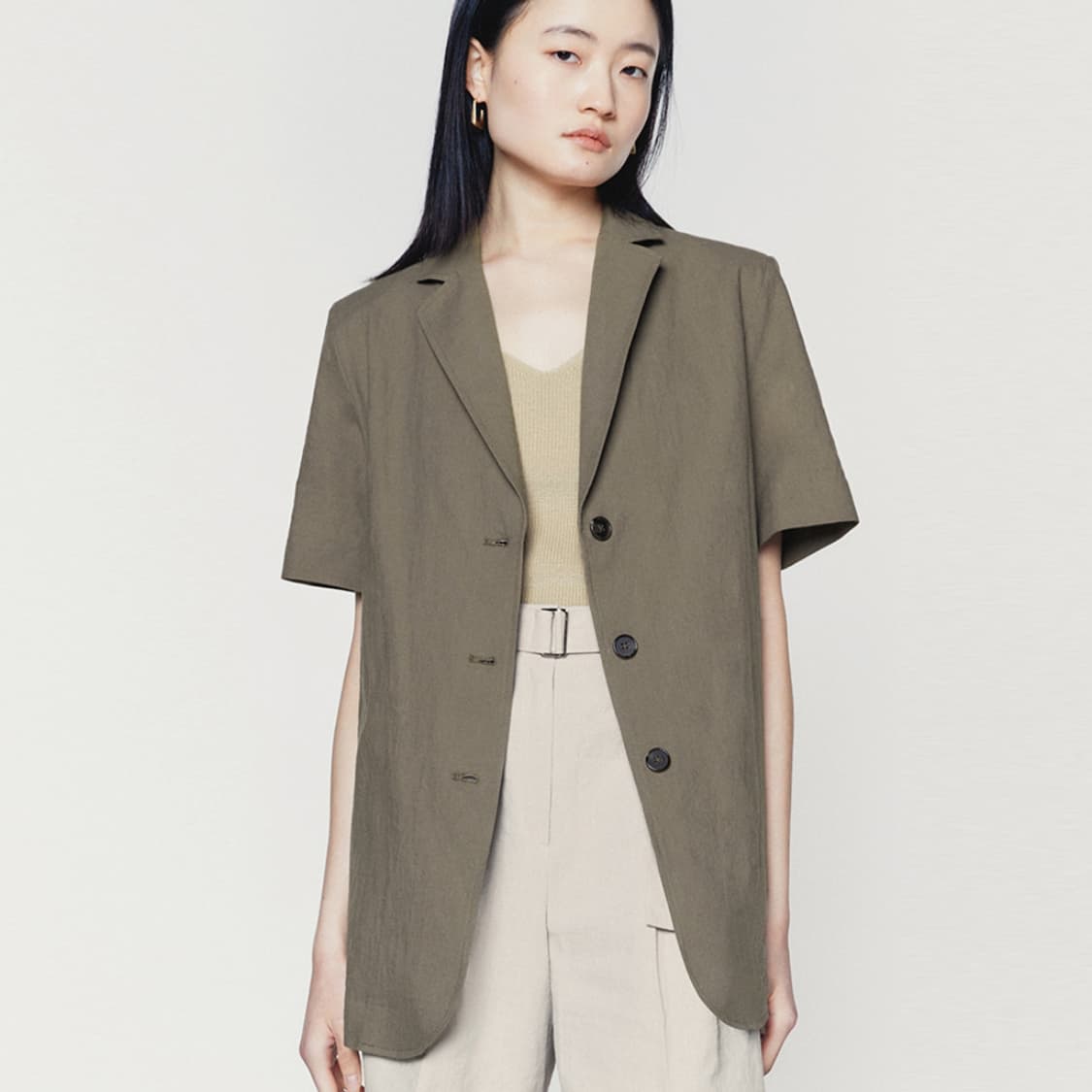 몽돌(MONGDOL) 오버핏 린넨하프자켓 55-66 새상품 상품이미지1