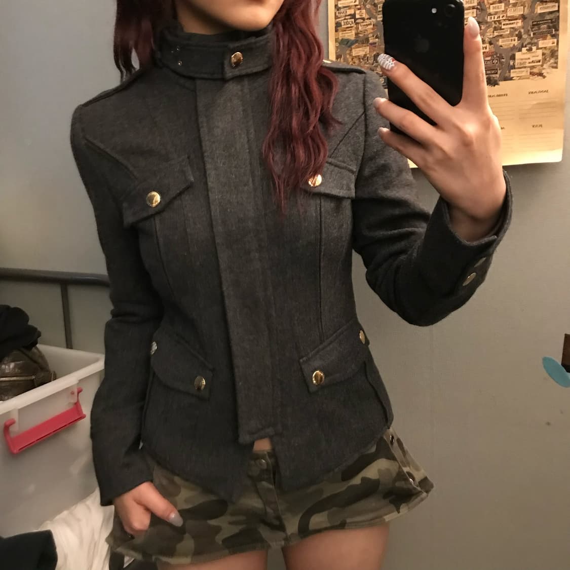 LeShop 르샵 금장 갸루 펑크 하이넥 차콜 모자켓 상품이미지1