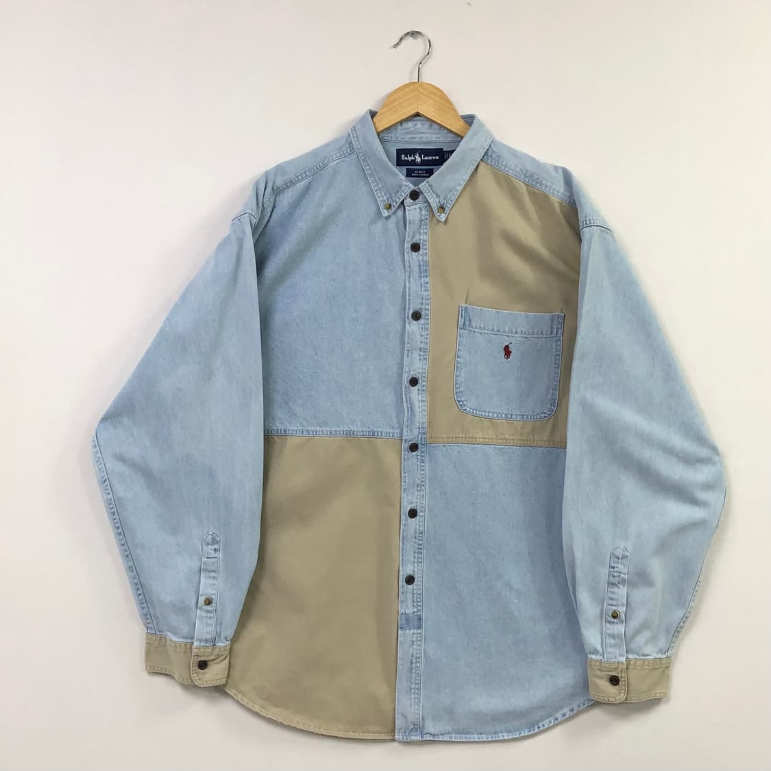 Xxl 폴로 데님 패치 워크 셔츠 상품이미지2