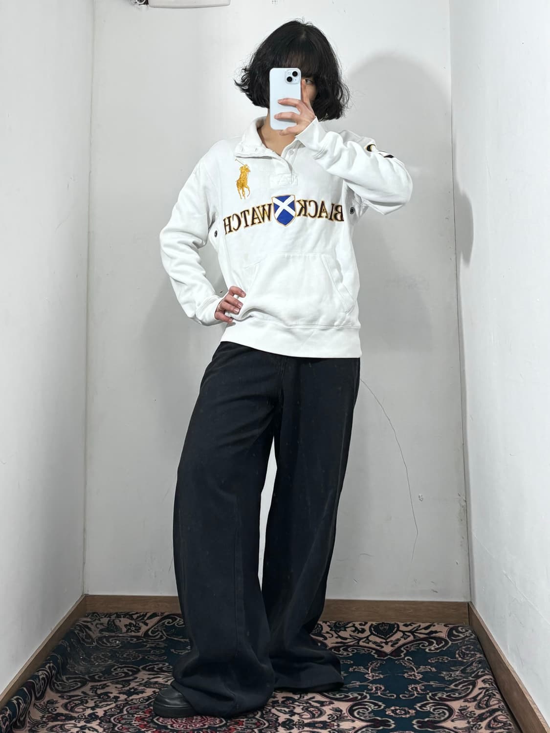 폴로 블랙와치 화이트 반집업  상품이미지1