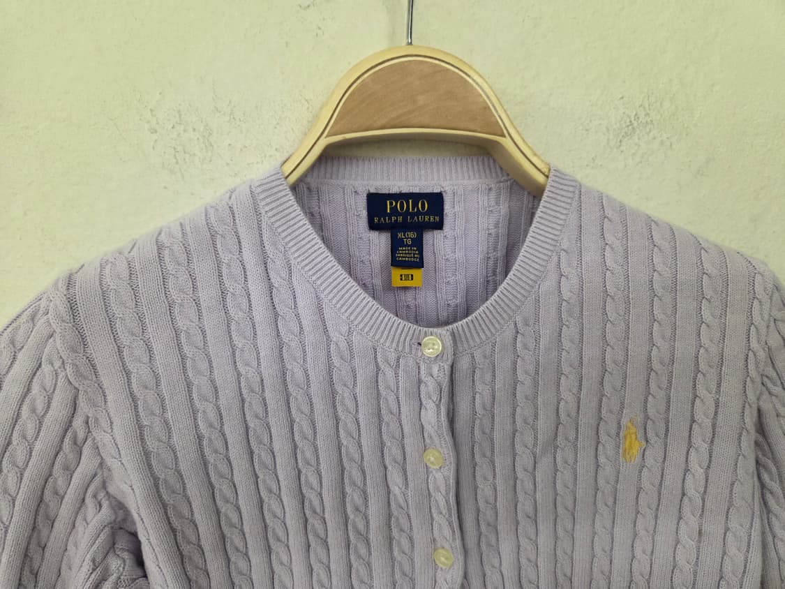 QR폴로 랄프로렌 라벤더 꽈배기 가디건 상품이미지2