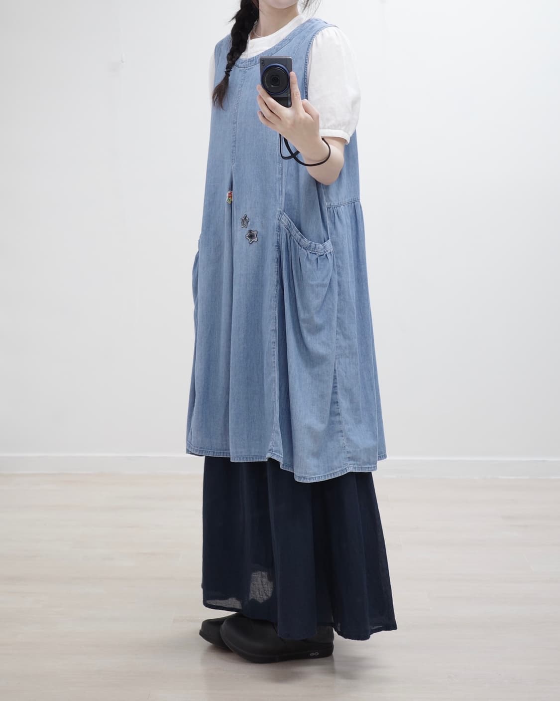 Denim patch one-piece 상품이미지3