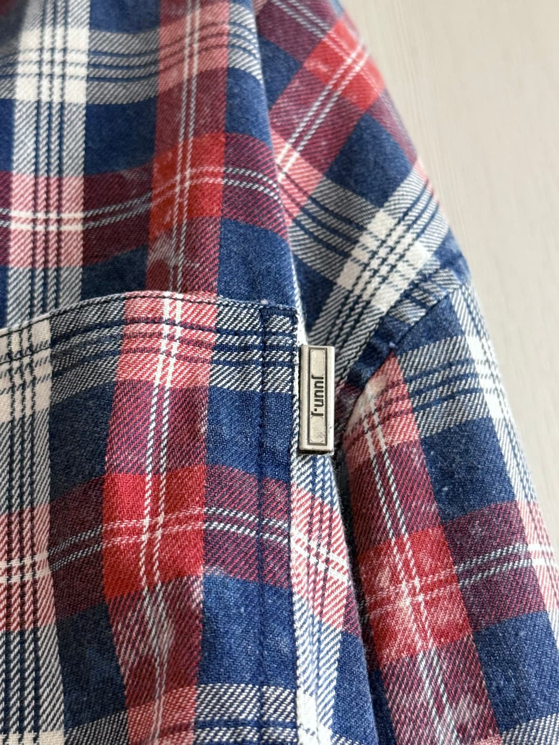 [48] 준지 아일랜드 워싱 브릭 레드 체크 맥스핏 셔츠 - 레드 상품이미지3