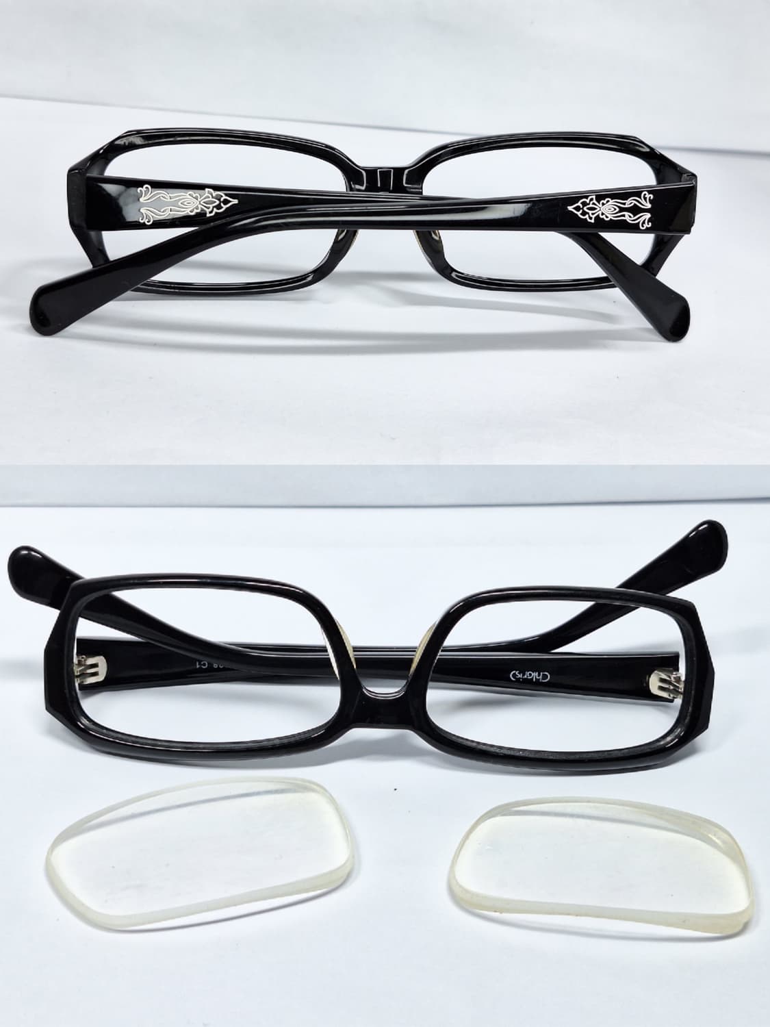 Chloris NWT-0027 54ㅁ16 블랙 실버 데코 뿔테 안경 상품이미지9