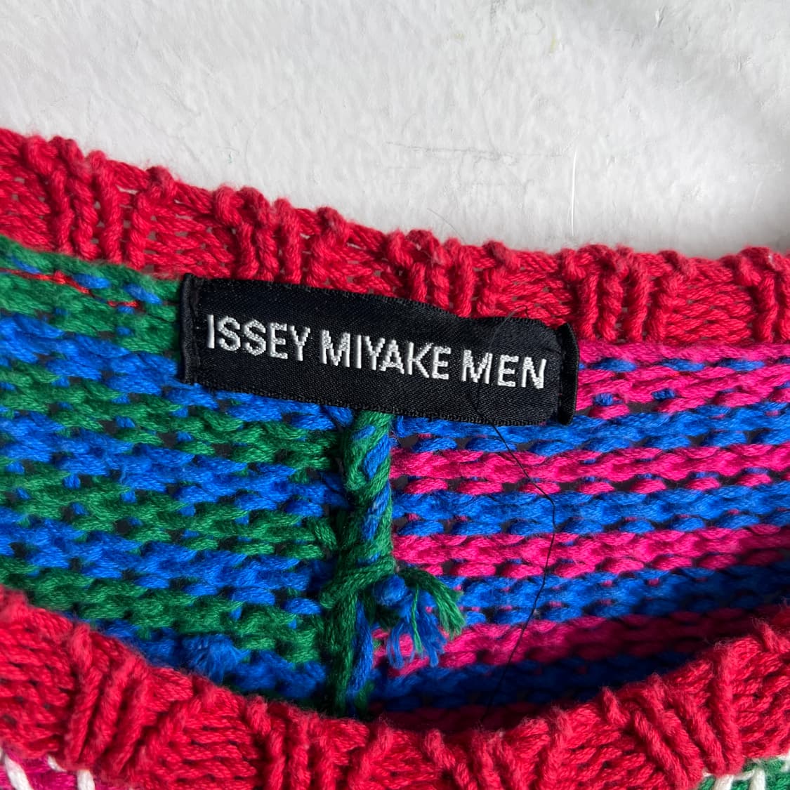 이세이미야케 맨즈 패치워크 체크 반팔 니트 XL 상품이미지4