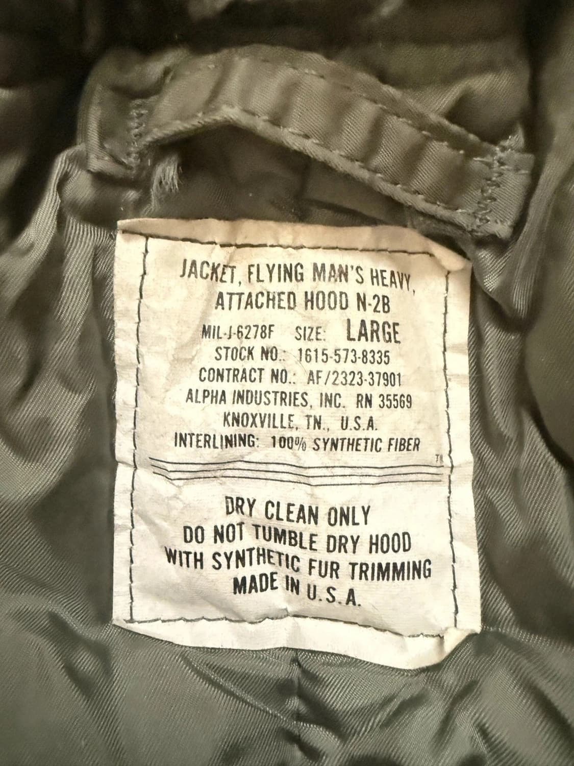 70s 미공군 납품용 알파 인더스트리 N-2B 자켓 세이지 상품이미지6
