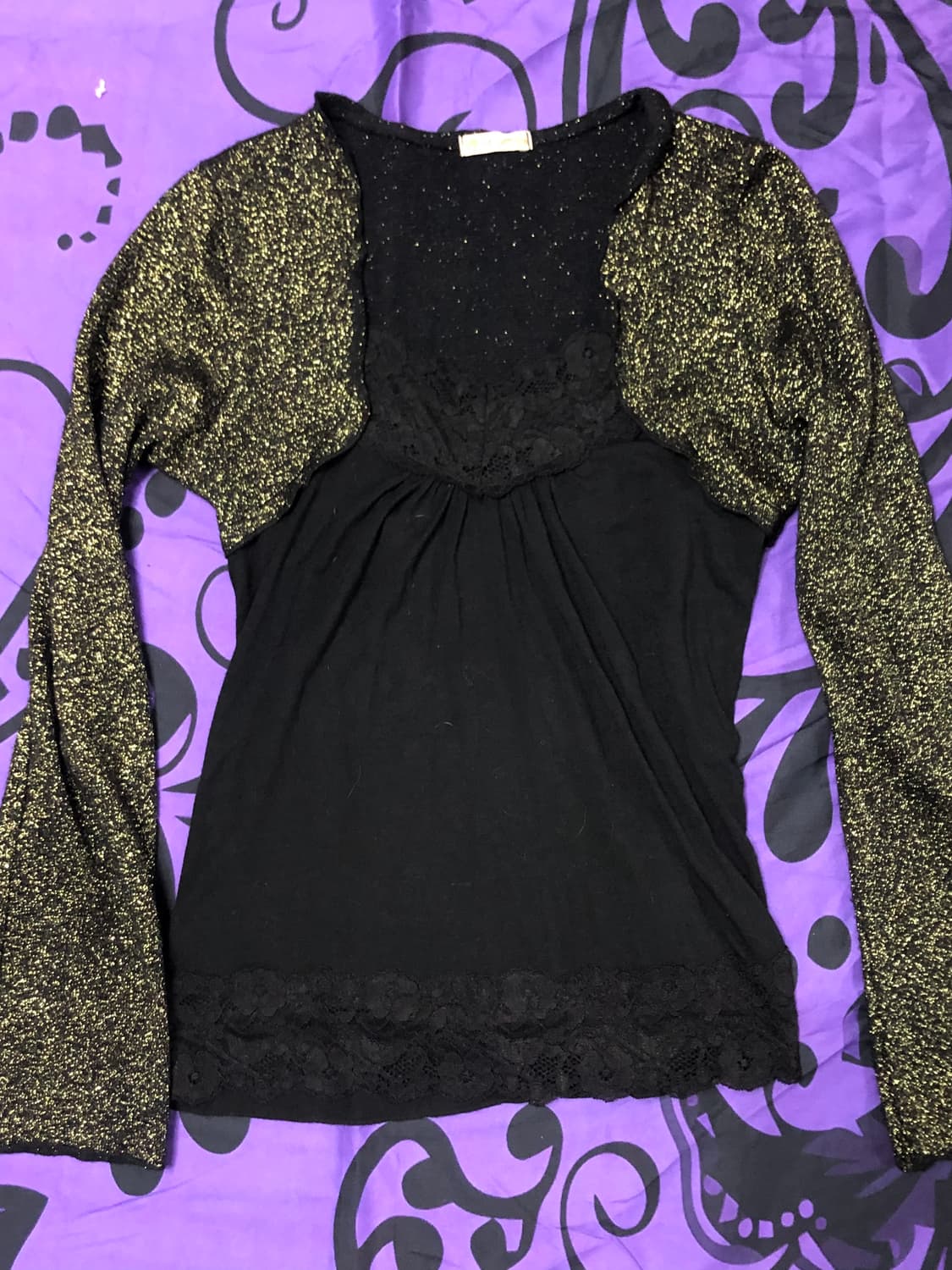 New 실물대존예 그런지 페어리 펑크룩 레이어드룩 블랙 골드디테일 상품이미지2