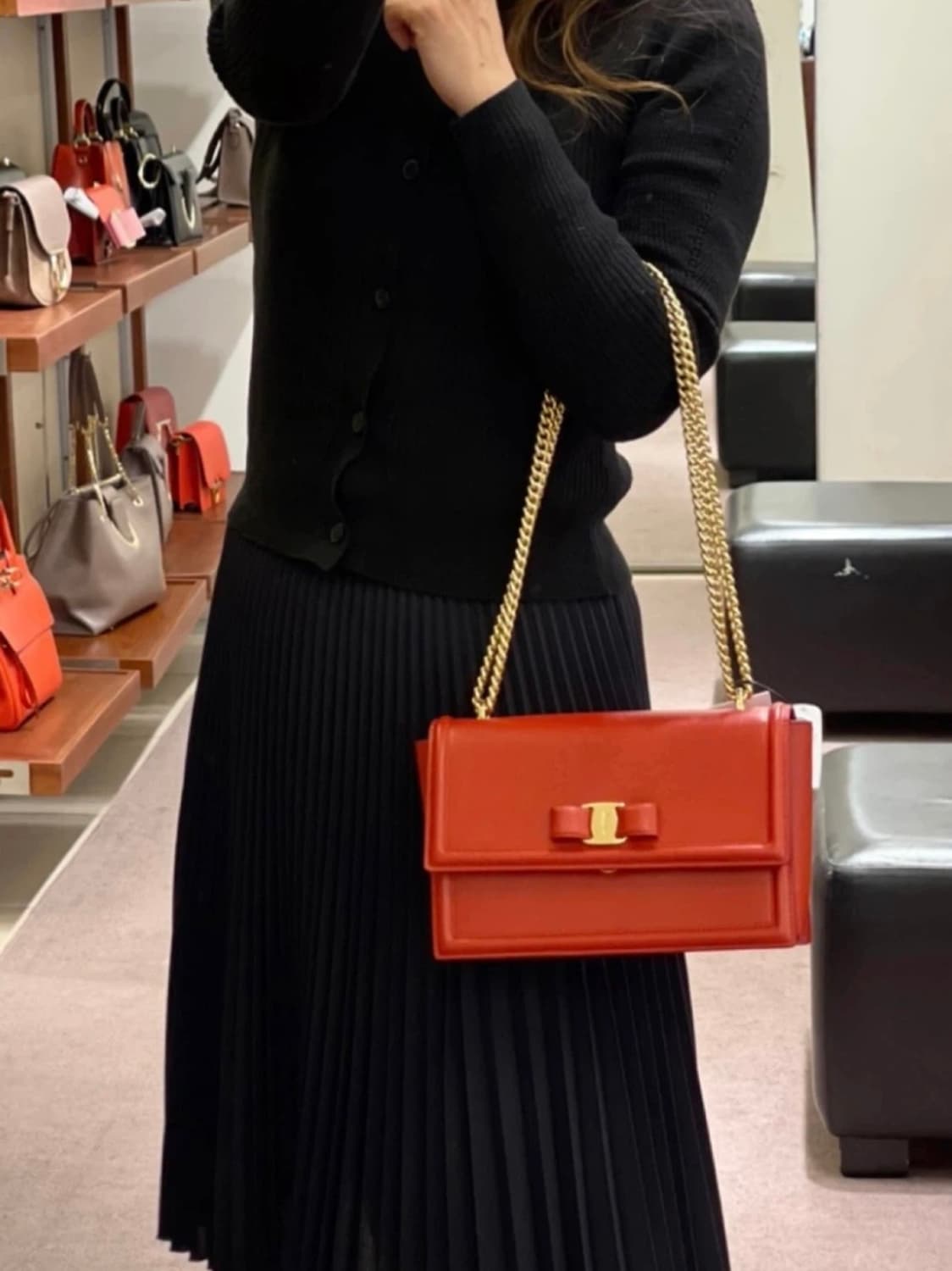 페라가모 빨간색 체인백 여성 가방 상품이미지4