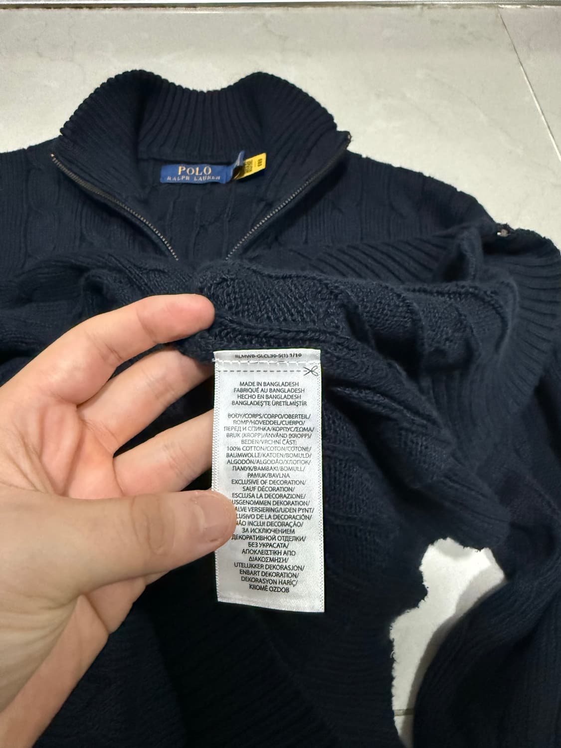 [당일출고,L]25년 신형 폴로 케이블 네이비 니트 집업 상품이미지4
