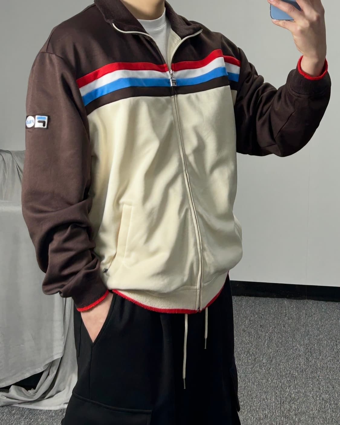 휠라 브라운 베이지 트레이닝 트랙탑 져지 상품이미지2