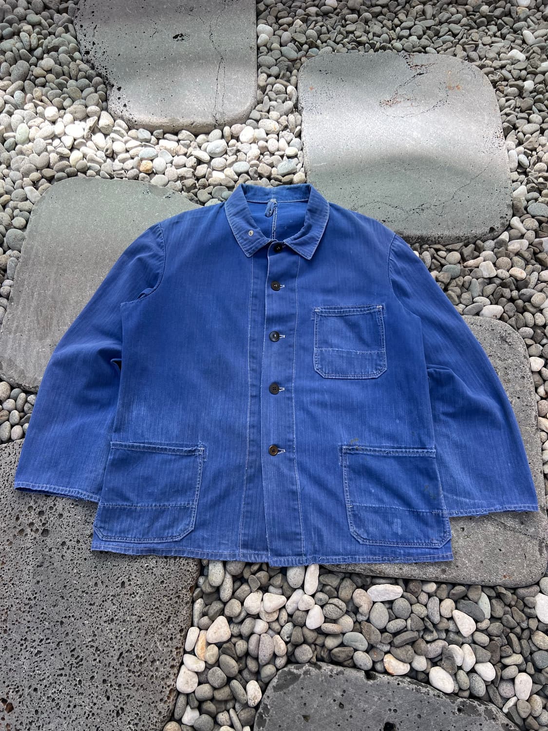 VINTAGE HARD FADED BLUE HBT 헤링본프렌치워크자켓 상품이미지1