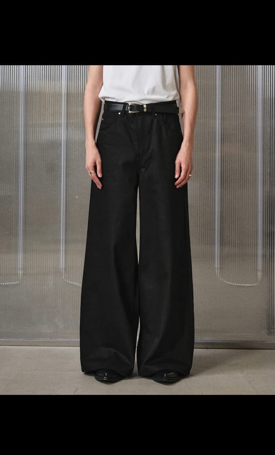 엘무드 사무라이 와이드 데님 퓨어 블랙 상품이미지1