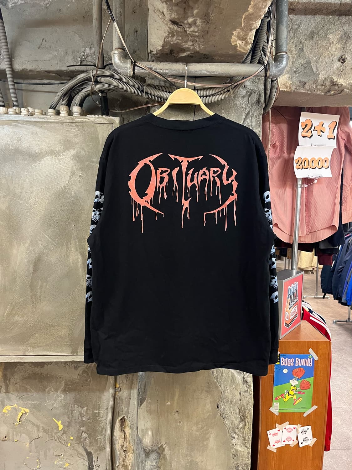 빈티지 프린팅 긴팔티 블랙 3XL #csz3140 상품이미지2