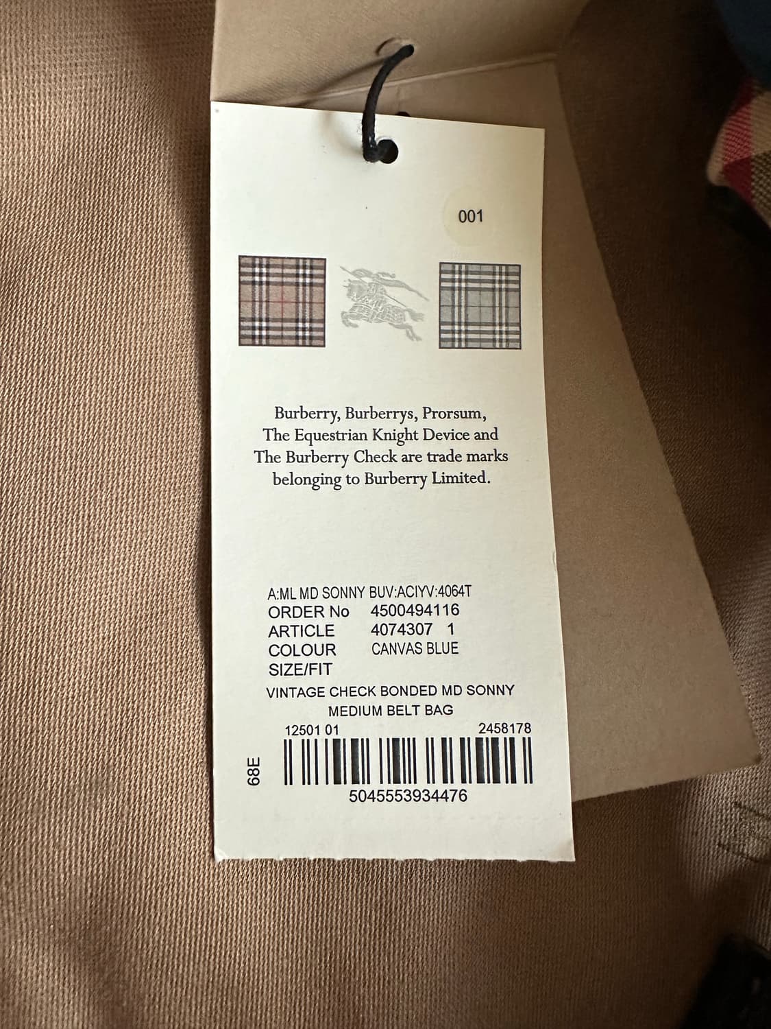 [OS] 버버리 미디움 빈티지 체크 본디드 범백 캔버스 블루 상품이미지3