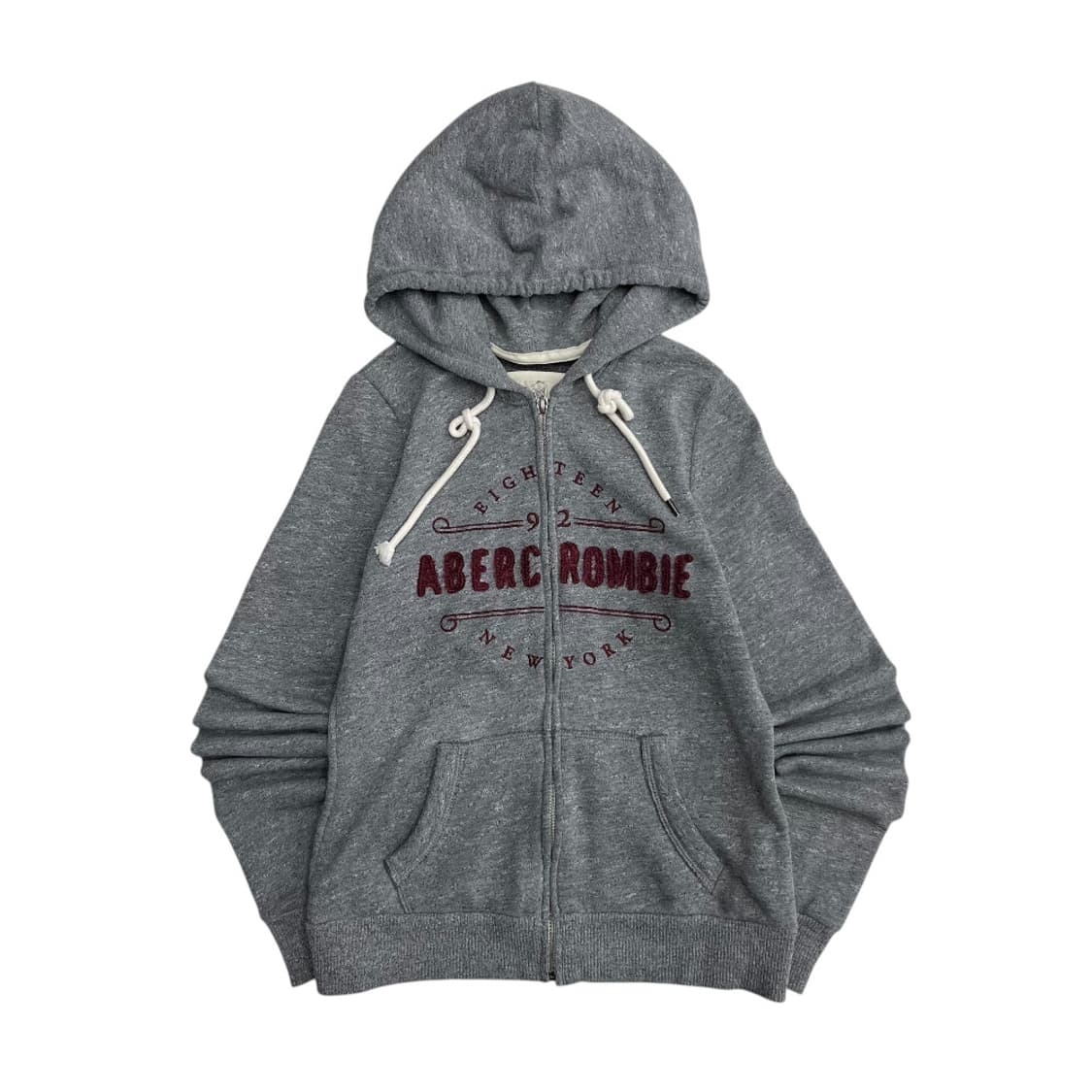 아베크롬비 버건디 센터로고 그레이 후드집업 S 상품이미지2