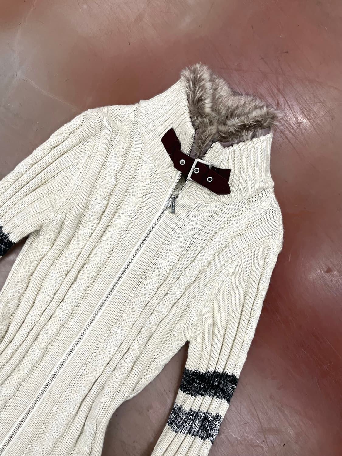 slim fit fur belt details zip-up 상품이미지4