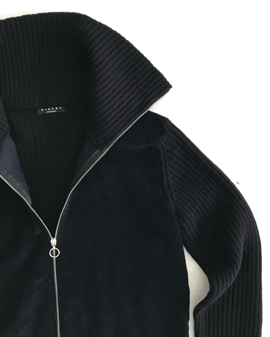 Sisley navy knit/corduroy zip-up jacket 상품이미지5