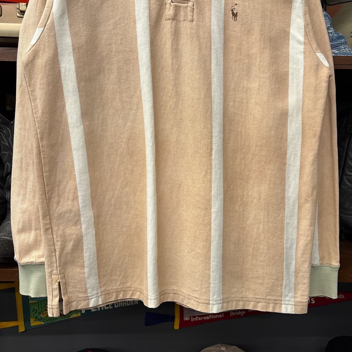 90s 폴로 랄프로렌 살몬 스트라이프 브라운포니 럭비셔츠 N912 상품이미지4