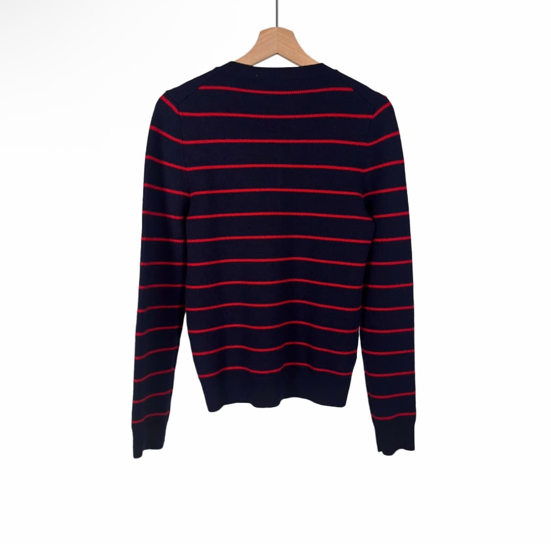 [38] 미우미우 여성 로고 스트라이프 울 니트 가디건 레드 MMF895 상품이미지3