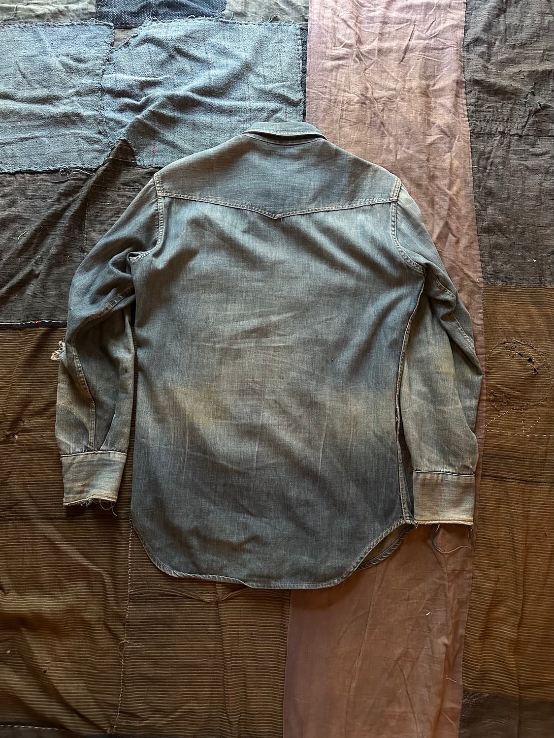 50s USA Sears Denim Western Shirt 상품이미지6