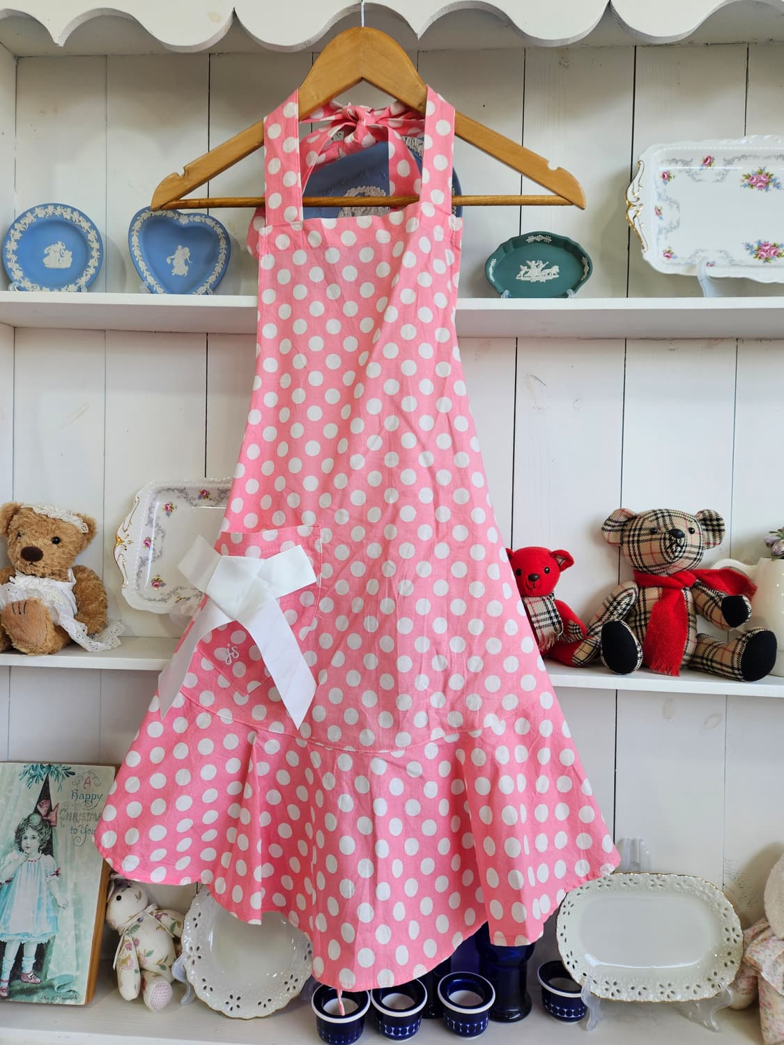 핑크 도트 리본 에이프런 상품이미지1