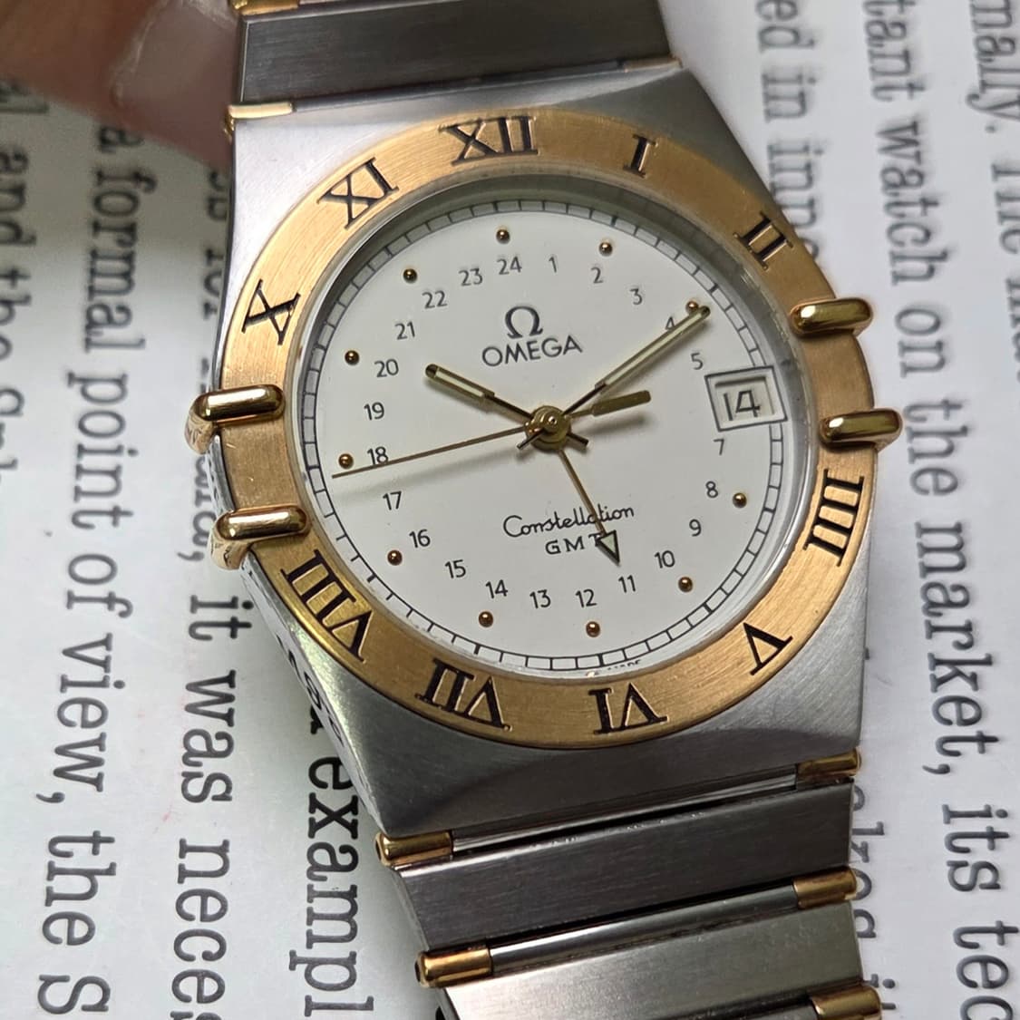 레어] 빈티지 오메가 컨스틸레이션 GMT 화이트판 콤비 하프바 남성용 상품이미지10