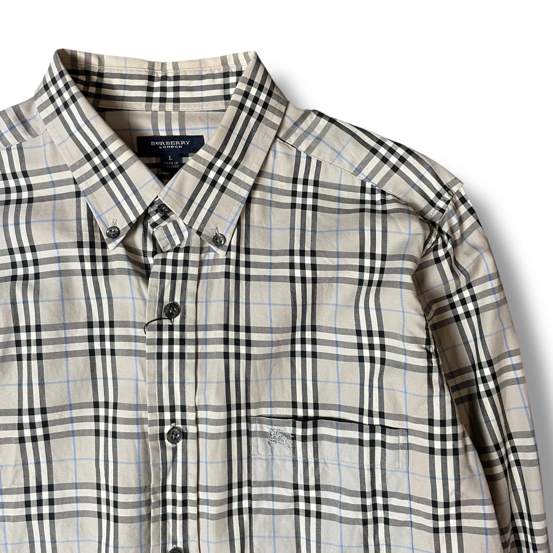 버버리 런던 미니로고 그레이 노바 체크 셔츠 L 상품이미지3