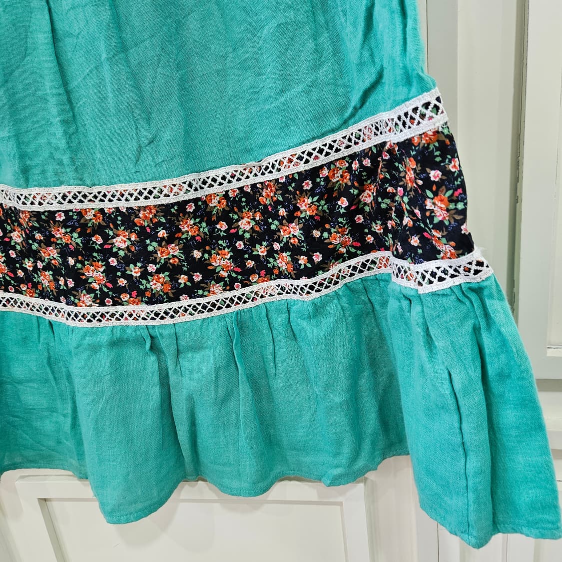 빈티지 플라워 에스닉 원피스 민트 상품이미지4