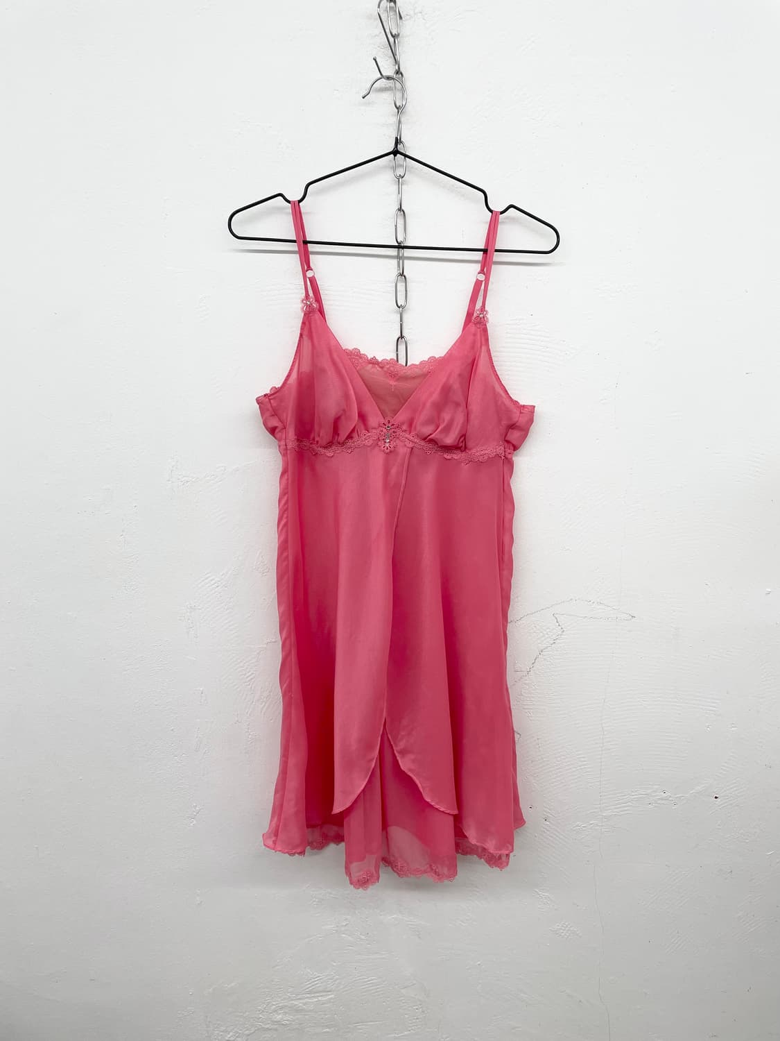 핑크 시어 레이스 슬립 상품이미지4