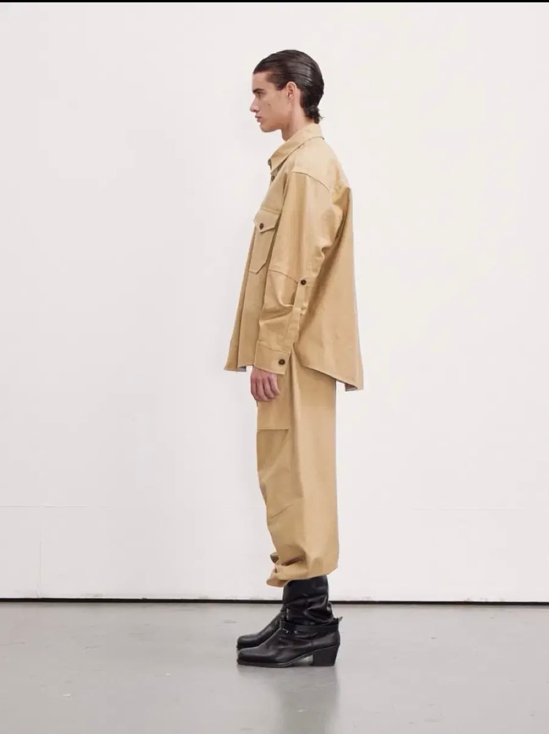 [할인] 렉토 23FW 플랩포켓 코튼 워크셔츠 베이지 상품이미지4