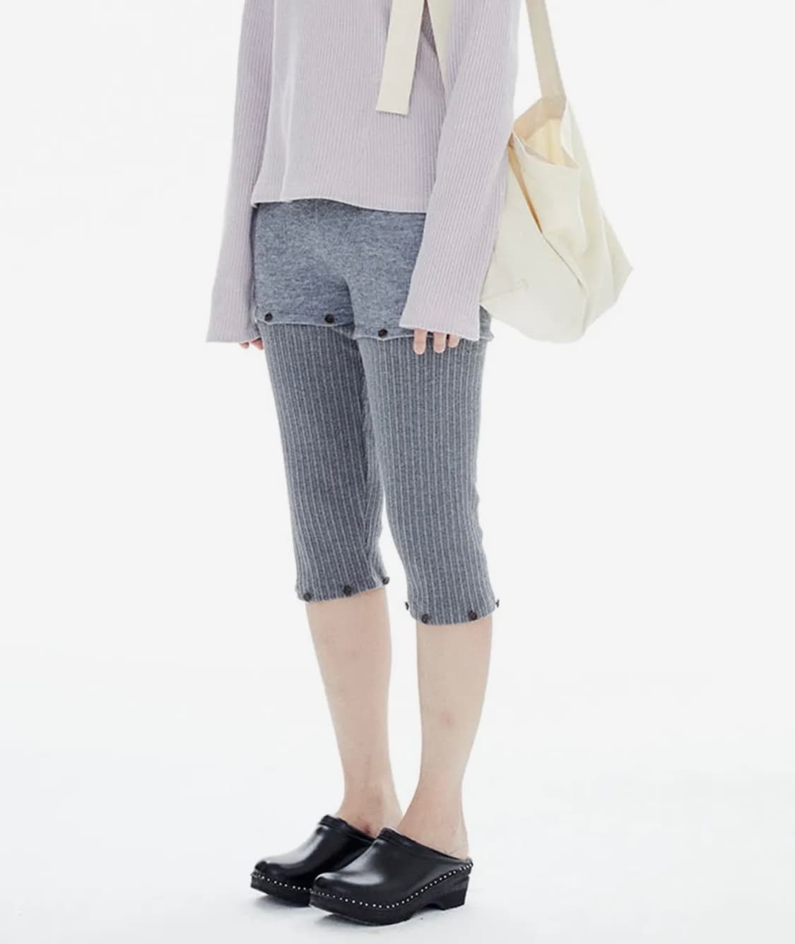 할로미늄 쓰리 파츠 개더 레깅스 / 그레이 상품이미지3