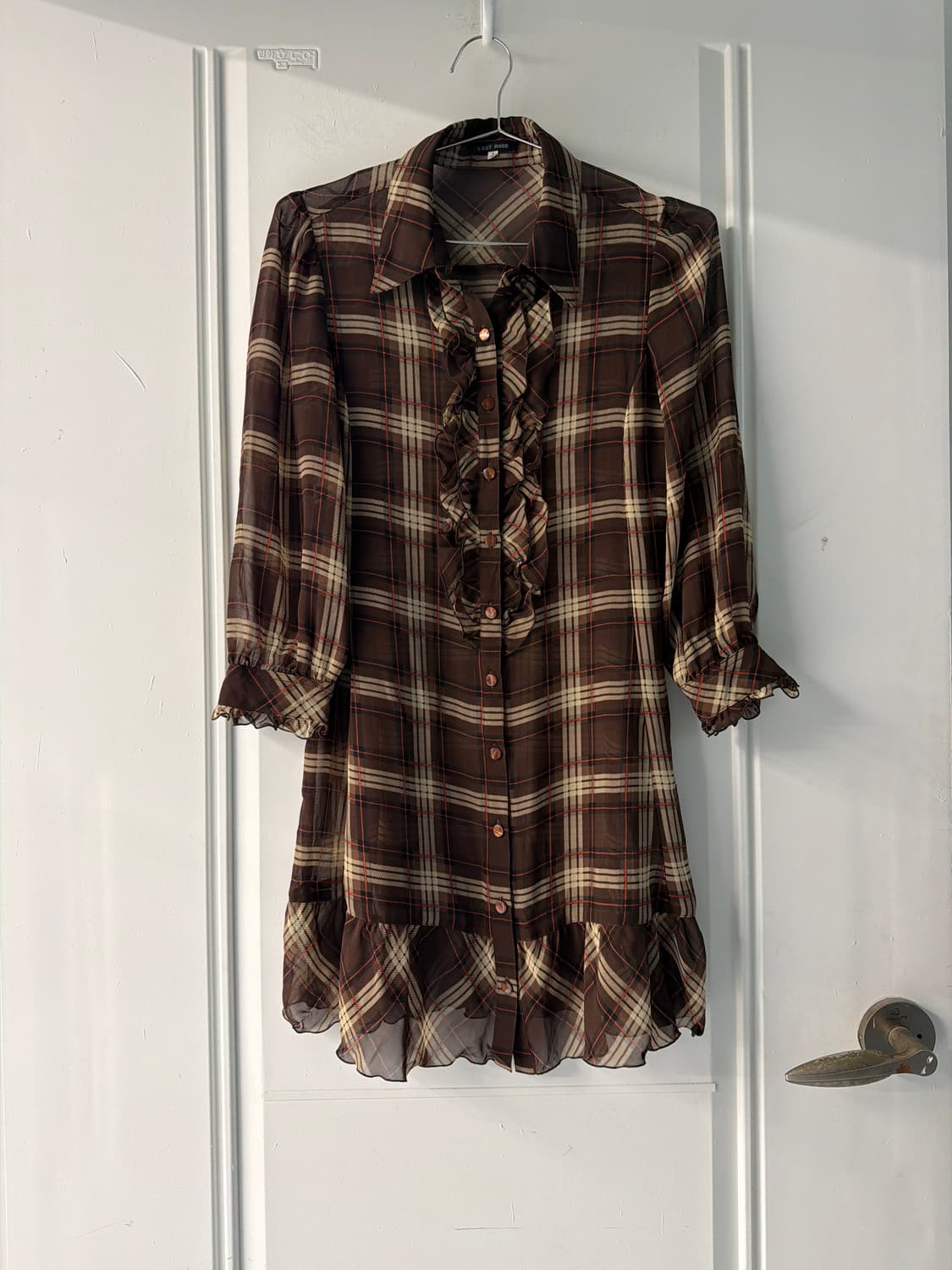 일본빈티지 L’EST ROSE 브라운 시스루 원피스 상품이미지5