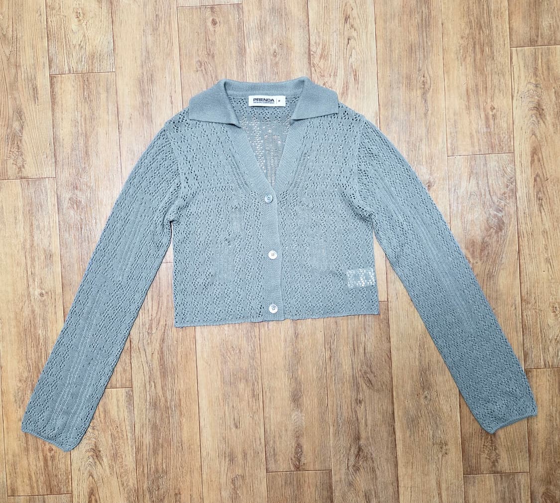 프렌다(PRENDA) 펀칭 네트 니트가디건 55-66 상품이미지2