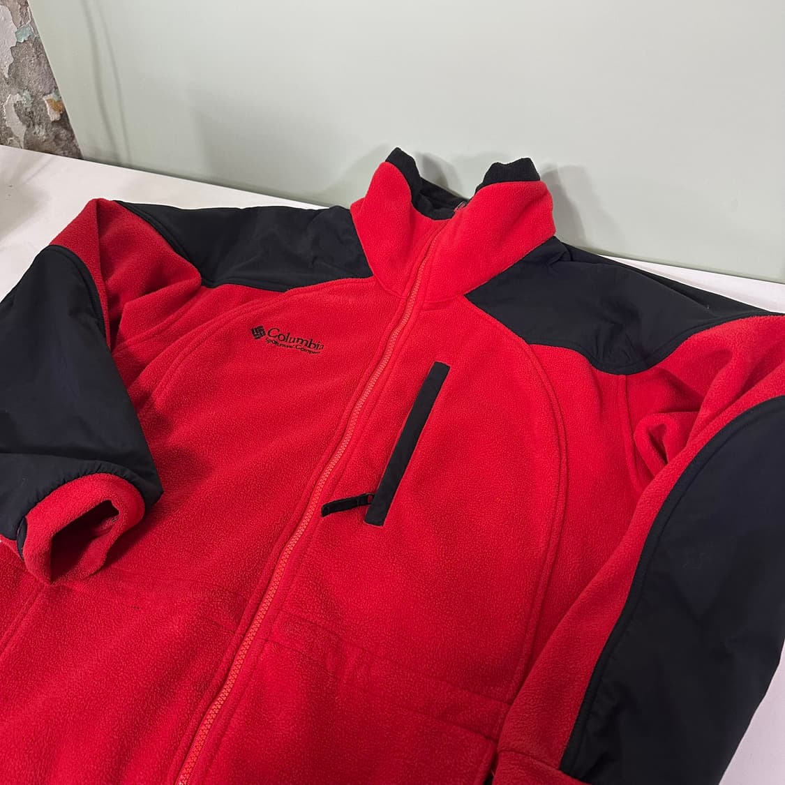 M 컬럼비아 레드블랙 나일론배색 플리스자켓 상품이미지2