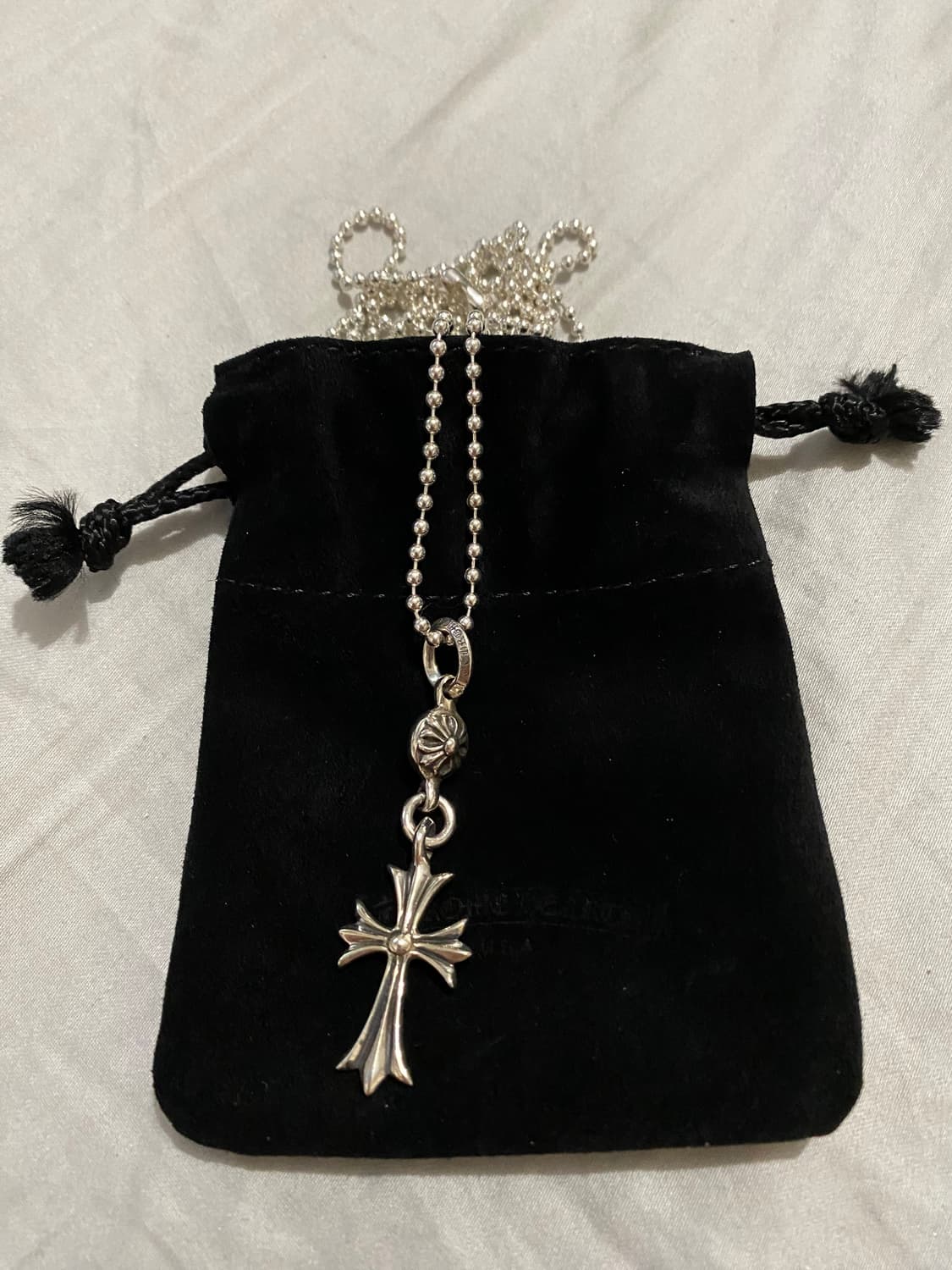 [OS] 크롬하츠 원볼 타이니 크로스 30인치 실버 볼체인 목걸이 상품이미지1