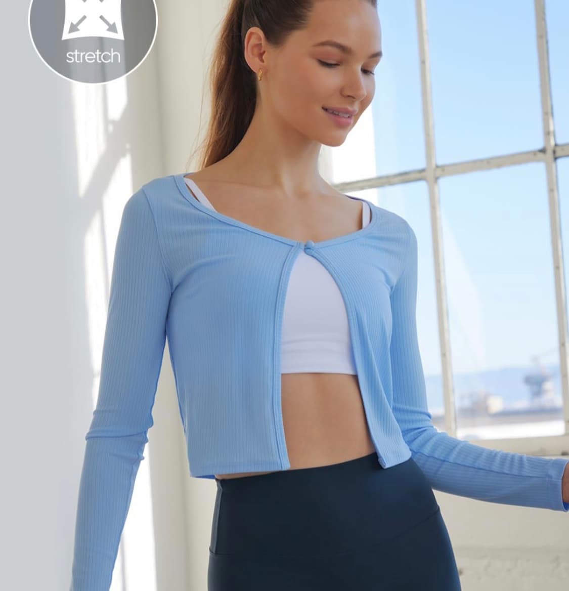 (새상품) 안다르 리브드 원버튼 가디건 블랙 상품이미지2