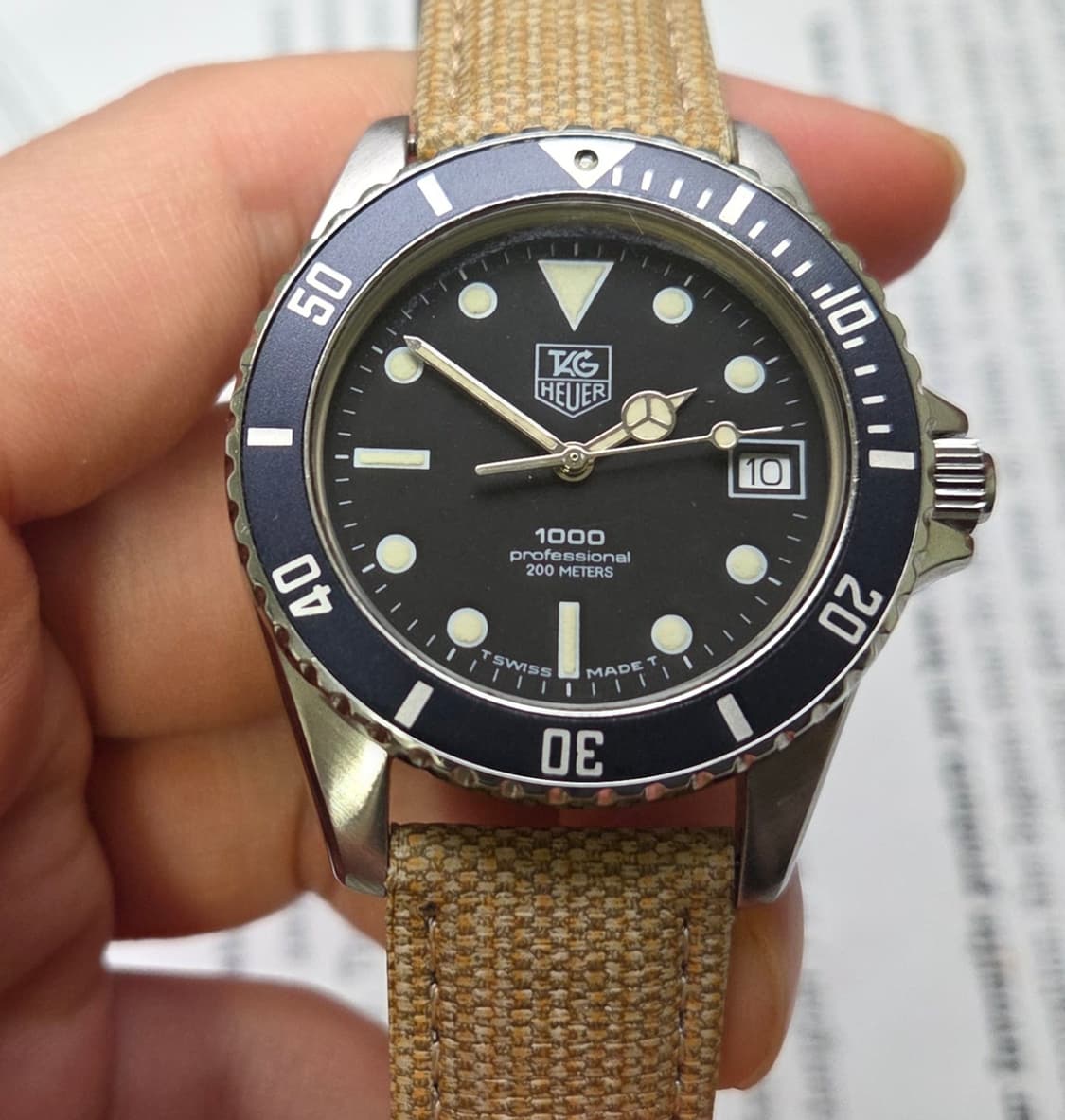 레어] 빈티지 태그호이어 프로페셔널 1000 블랙판 벤츠핸즈 쿼츠 상품이미지3