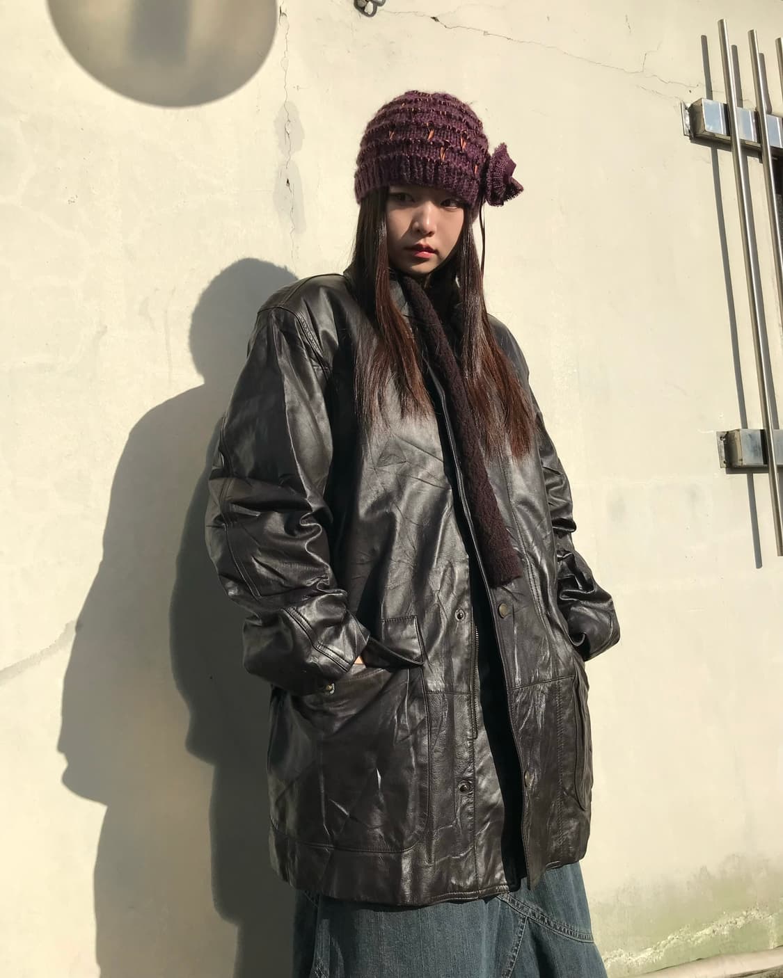 오버사이즈 블랙 레더 코트  상품이미지6