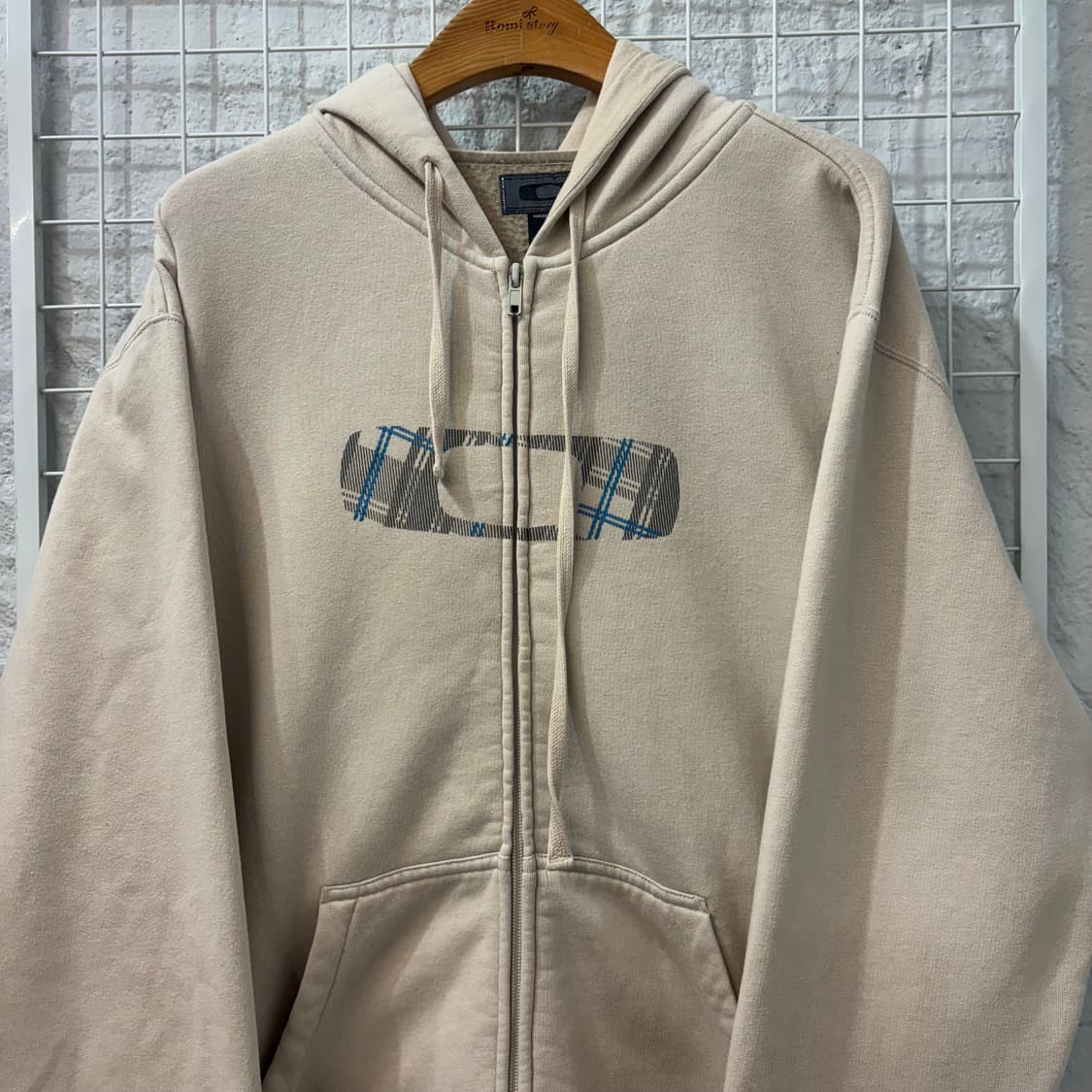 오클리 빅 아이콘 로고 아이보리 후드티 M 상품이미지3